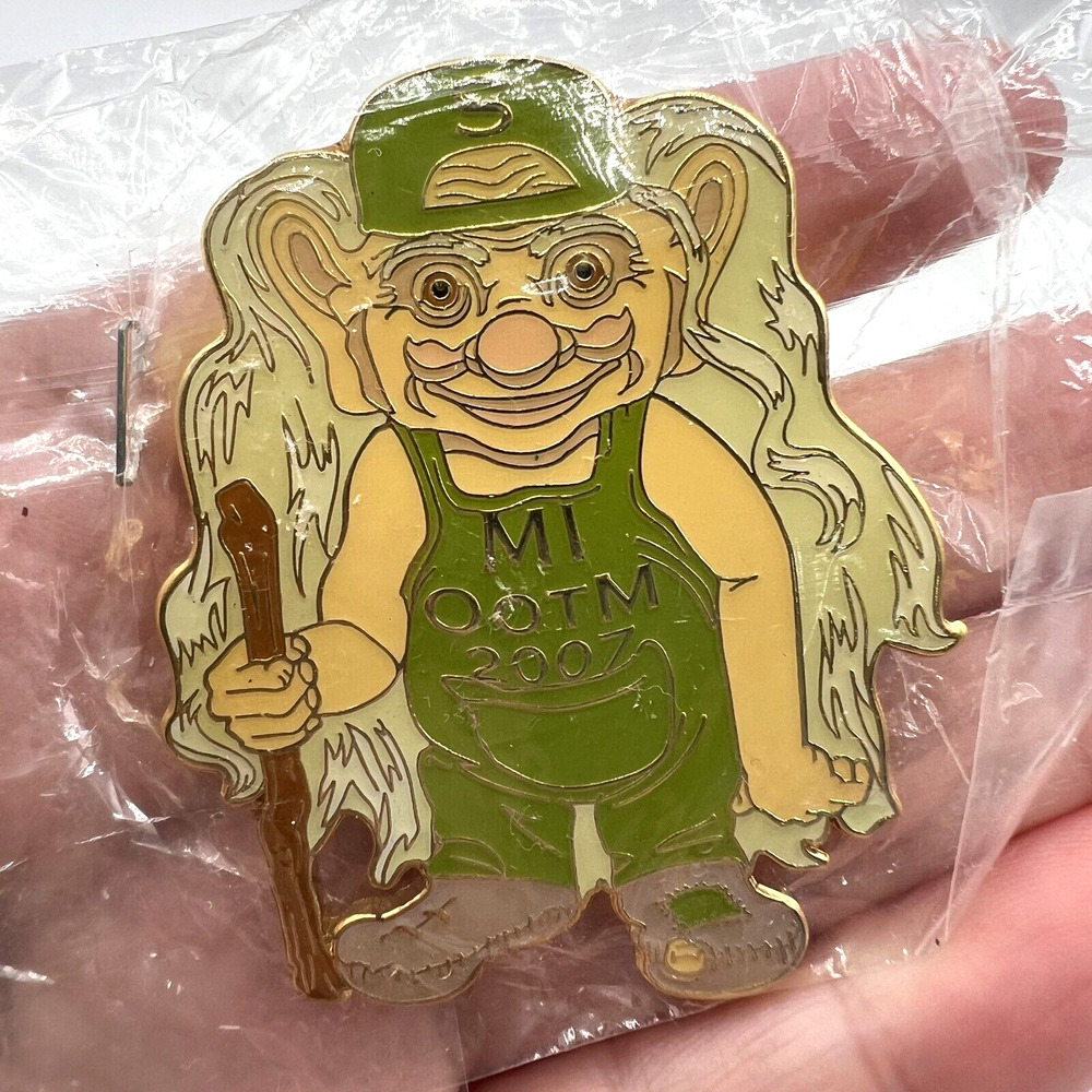 NEW Michigan Odyssey of the Mind 2007 Troll Wearing Overalls & Hat Trading Pin